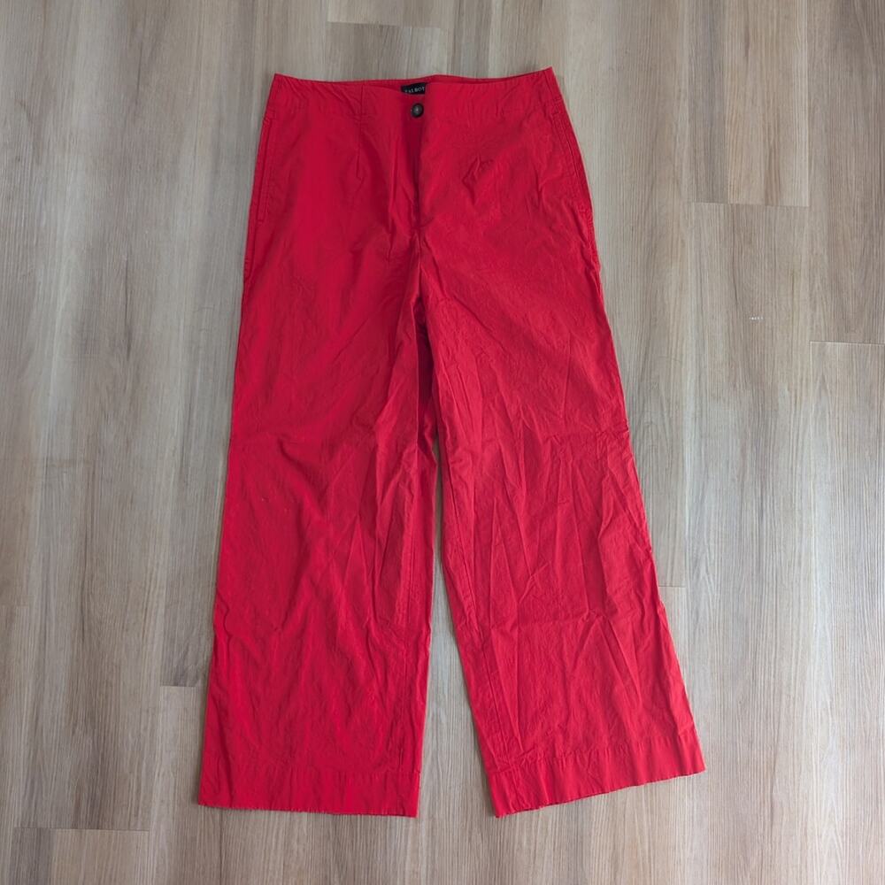 Talbots | Cotton Wide Leg Pants Red High Rise Trousers | Size 12